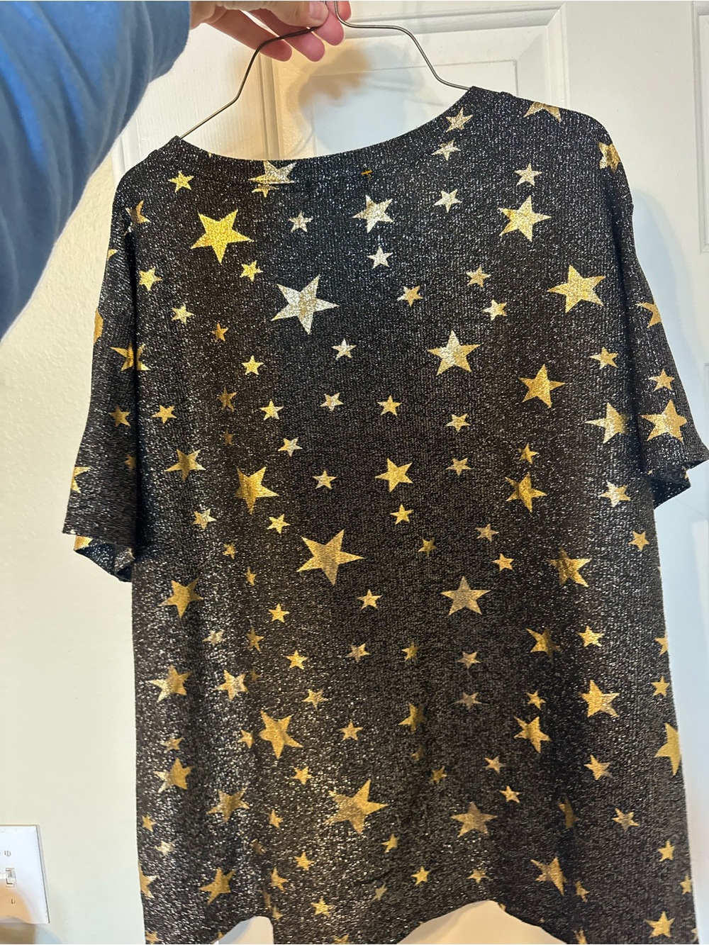 Black & Gold Star Print Top